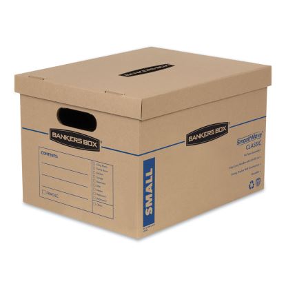 SmoothMove Classic Moving/Storage Boxes, Small, Half Slotted Container (HSC), 15" x 12" x 10", Brown Kraft/Blue, 15/Carton1