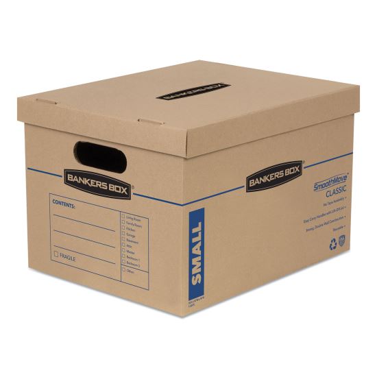 SmoothMove Classic Moving/Storage Boxes, Small, Half Slotted Container (HSC), 15" x 12" x 10", Brown Kraft/Blue, 20/Carton1