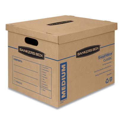 SmoothMove Classic Moving/Storage Boxes, Medium, Half Slotted Container (HSC), 18" x 15" x 14", Brown Kraft/Blue, 8/Carton1
