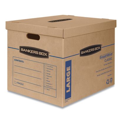 SmoothMove Classic Moving and Storage Boxes, Large, Half Slotted Container (HSC), 21" x 17" x 17", Brown Kraft/Blue, 5/Carton1