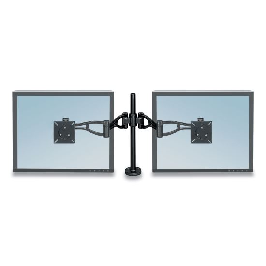 Professional Series Depth Adjustable Dual Monitor Arm, 360 deg Rotation, 37 deg Tilt, 360 deg Pan, Black, Supports 24 lb1