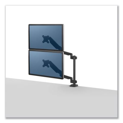 Platinum Series Dual Stacking Arm for 27" Monitors, 360 deg Rotation, 180 deg Tilt, 360 deg Pan, Black, Supports 22 lb1