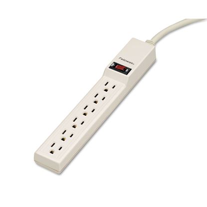 Six-Outlet Power Strip, 120V, 4 ft Cord, 1.88 x 10.88 x 1.63, Platinum1