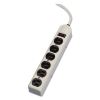 Six-Outlet Metal Power Strip, 120V, 6 ft Cord, 12.19 x 2.5 x 1.38, Platinum2