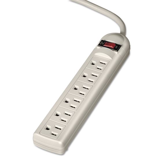 Six-Outlet Power Strip, 120V, 6 ft Cord, 9.63 x 1.81 x 1.44, Platinum1