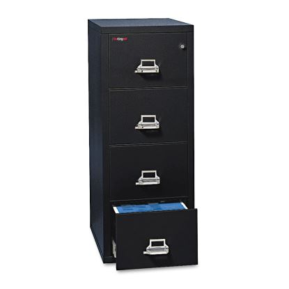 Insulated Vertical File, 1-Hour Fire Protection, 4 Letter-Size File Drawers, Black, 17.75" x 25" x 52.75"1