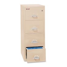 Insulated Vertical File, 1-Hour Fire Protection, 4 Letter-Size File Drawers, Parchment, 17.75" x 25" x 52.75"1