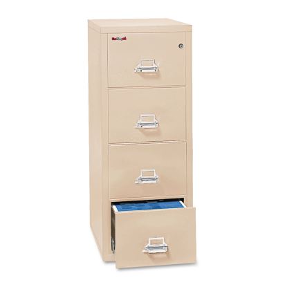 Insulated Vertical File, 1-Hour Fire Protection, 4 Letter-Size File Drawers, Parchment, 17.75" x 25" x 52.75"1