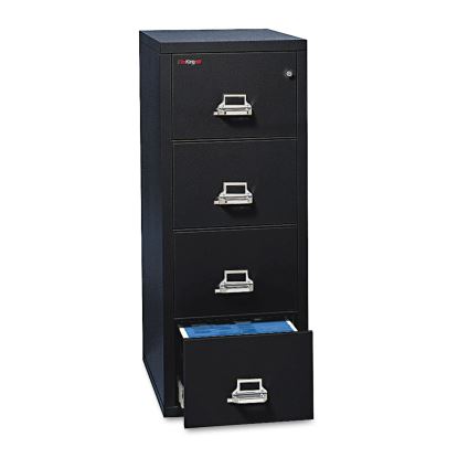 Insulated Vertical File, 1-Hour Fire Protection, 4 Legal-Size File Drawers, Black, 20.81" x 31.56" x 52.75"1