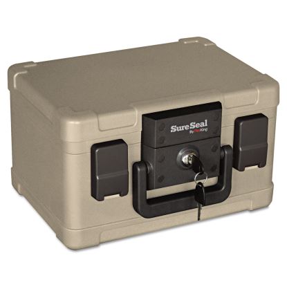 Fire and Waterproof Chest, 0.15 cu ft, 12.2w x 9.8d x 7.3h, Taupe1