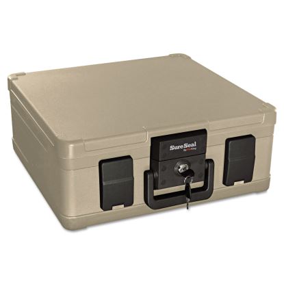 Fire and Waterproof Chest, 0.27 cu ft, 15.9w x 12.4d x 6.5h, Taupe1