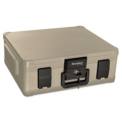 Fire and Waterproof Chest, 0.38 cu ft, 19.9w x 17d x 7.3h, Taupe1