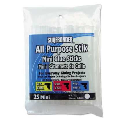 Hot Melt Glue Sticks, 0.27" x 4", Dries White, 25/Pack1