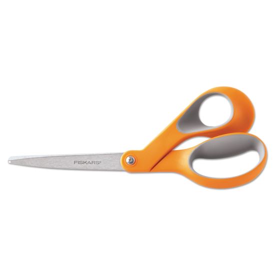 Home and Office Scissors, 8" Long, 3.5" Cut Length, Orange/Gray Offset Handle1
