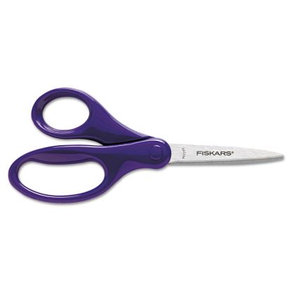 Kids/Student Scissors, Pointed Tip, 7" Long, 2.75" Cut Length, Assorted Straight Handles1