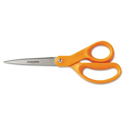 Home and Office Scissors, 8" Long, 3.5" Cut Length, Orange Straight Handle1