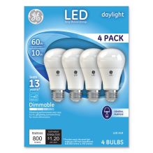 LED Daylight A19 Dimmable Light Bulb, 10 W, 4/Pack1