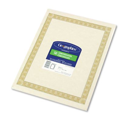 Archival Quality Parchment Paper Certificates, 11 x 8.5, Horizontal Orientation, Natural with White Diplomat Border, 50/Pack1