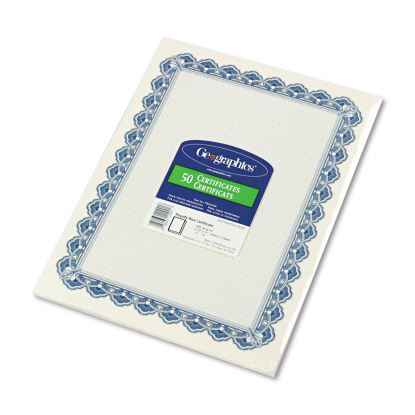 Archival Quality Parchment Paper Certificates, 11 x 8.5, Horizontal Orientation, Blue with Blue Royalty Border, 50/Pack1