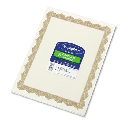 Parchment Paper Certificates, 8.5 x 11, Optima Gold with White Border, 25/Pack1