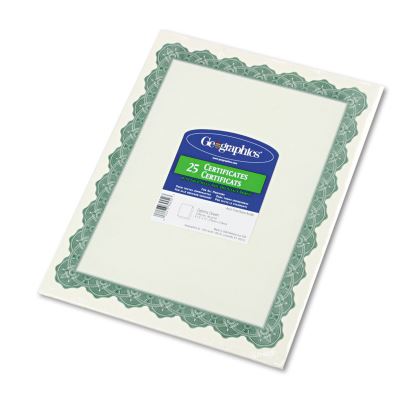 Parchment Paper Certificates, 8.5 x 11, Optima Green with White Border, 25/Pack1