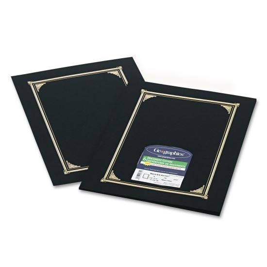 Certificate/Document Cover, 12.5 x 9.75, Black, 6/Pack1
