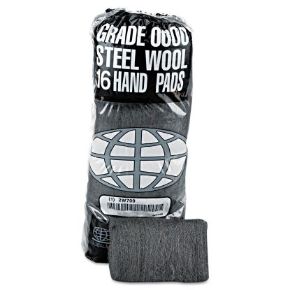Industrial-Quality Steel Wool Hand Pads, #0000 Super Fine, Steel Gray, 16 Pads/Sleeve, 12 Sleeves/Carton1