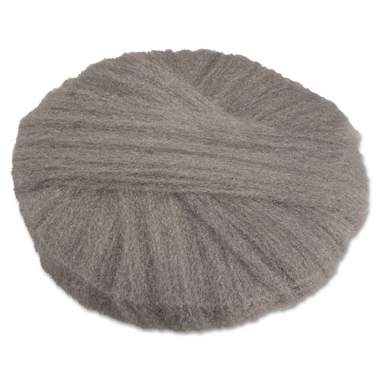 Radial Steel Wool Pads, Grade 2 (Coarse): Stripping/Scrubbing, 20" Diameter, Gray, 12/Carton1