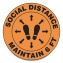 Slip-Gard Social Distance Floor Signs, 17" Circle, "Social Distance Maintain 6 ft", Footprint, Orange, 25/Pack1