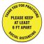 Slip-Gard Floor Signs, 17" Circle,"Thank You For Practicing Social Distancing Please Keep At Least 6 ft Apart", Yellow, 25/PK1