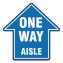 Slip-Gard Social Distance Floor Signs, 17 x 17, "One Way Aisle", Blue, 25/Pack1