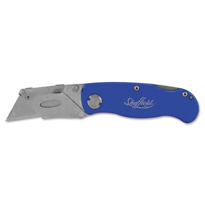 Sheffield Folding Lockback Knife, 1 Utility Blade, Blue1