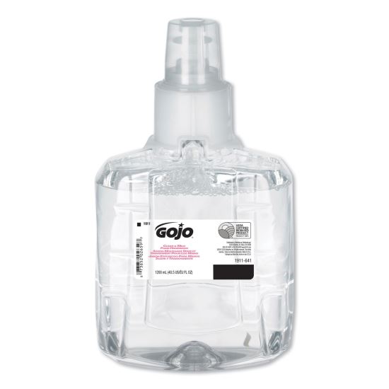 Clear and Mild Foam Handwash Refill, For GOJO LTX-12 Dispenser, Fragrance-Free, 1,200 mL Refill, 2/Carton1