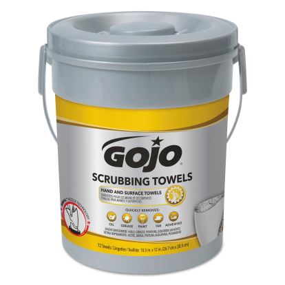 Scrubbing Towels, Hand Cleaning, 2-Ply, 10.5 x 12, Fresh Citrus, Silver/Yellow, 72/Bucket1