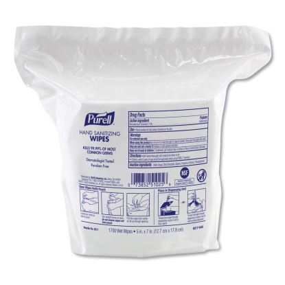 Hand Sanitizing Wipes, 3-Ply, 8.25 x 14.06, Fresh Citrus Scent, White, 1,700 Wipes/Pouch, 2 Pouches/Carton1