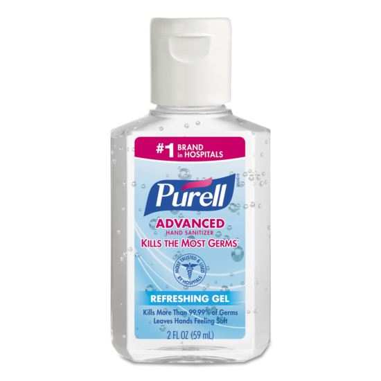 Advanced Refreshing Gel Hand Sanitizer, 2 oz, Flip-Cap Bottle, Clean Scent, 24/Carton1