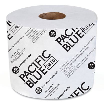 Pacific Blue Basic High-Capacity Bathroom Tissue, Septic Safe, 1-Ply, White, 1,500/Roll, 48/Carton1