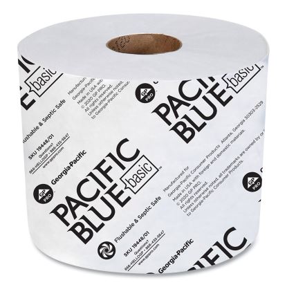Pacific Blue Basic High-Capacity Bathroom Tissue, Septic Safe, 2-Ply, White, 1,000 Sheets/Roll, 48 Rolls/Carton1