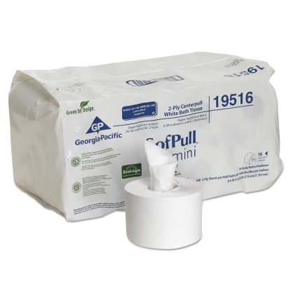 SofPull Mini Centerpull Bath Tissue, Septic Safe, 2-Ply, White, 5.25 x 8.4, 500 Sheets/Roll, 16 Rolls/Carton1