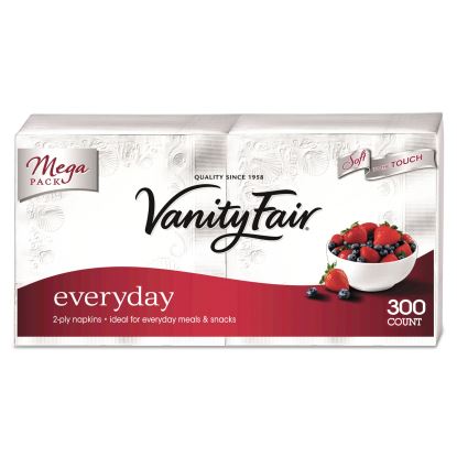 Vanity Fair Everyday Dinner Napkins, 2-Ply, White, 300/Pack1
