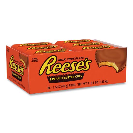 Peanut Butter Cups Bar, Full Size, 1.5 oz Bar, 2 Cups/Bar, 36 Bars/Box, Delivered in 1-4 Business Days1