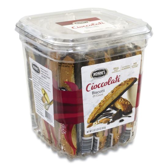 Biscotti, Dark Chocolate Almond, 0.85 oz Individually Wrapped, 25/Pack, Delivered in 1-4 Business Days1