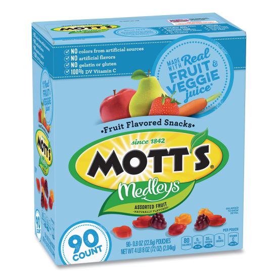 Medleys Fruit Snacks, 0.8 oz Pouch, 90 Pouches/Box, Delivered in 1-4 Business Days1