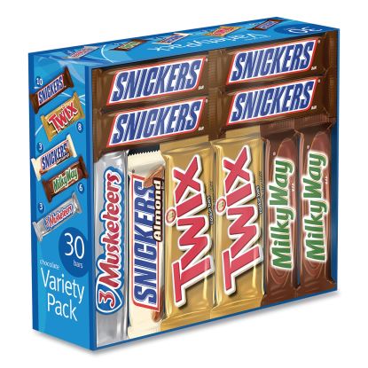 Full-Size Candy Bars Variety Pack, Assorted, 30/Box, Delivered in 1-4 Business Days1