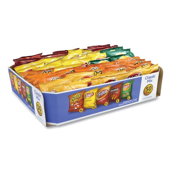 Potato Chips Bags Variety Pack, Assorted Flavors, 1 oz Bag, 50 Bags/Carton, Delivered in 1-4 Business Days1