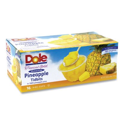 Tropical Gold Premium Pineapple Tidbits, 4 oz Bowls, 16 Bowls/Carton, Delivered in 1-4 Business Days1