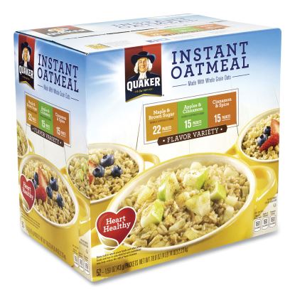 Instant Oatmeal, Assorted Varieties, 1.51 oz Envelope, 52/Carton, Delivered in 1-4 Business Days1