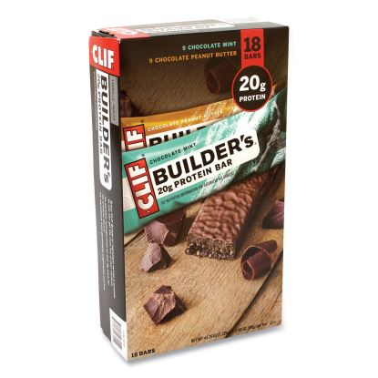 Builders Protein Bar, Chocolate Mint/Chocolate Peanut Butter, 2.4 oz Bar, 18 Bars/Box, Delivered in 1-4 Business Days1