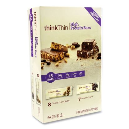 High Protein Bars, Brownie Crunch/Chunky Peanut Butter, 2.1 oz Bar, 15 Bars/Carton, Delivered in 1-4 Business Days1