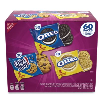 Cookie Variety Pack, Assorted Flavors, 0.77 oz Pack, 60 Packs/Box, Delivered in 1-4 Business Days1